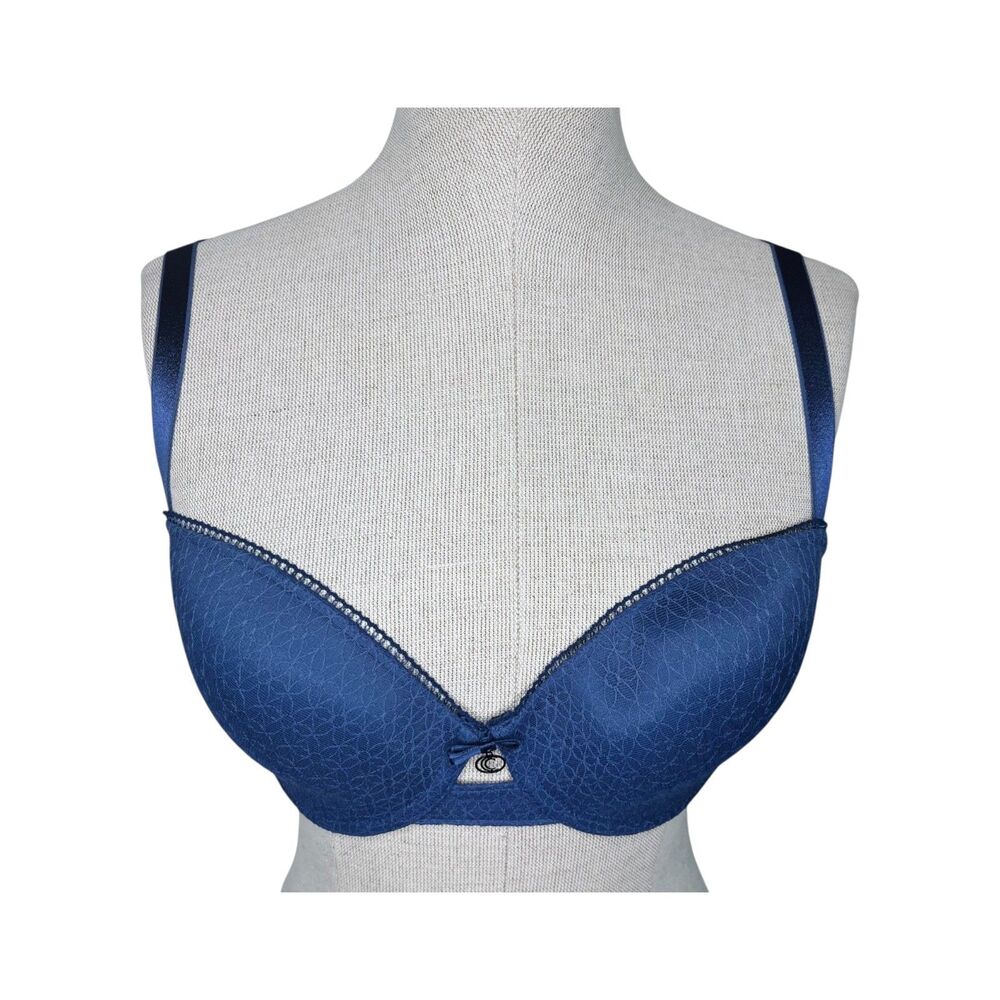 NWT Chantelle C Graphique Demi T-Shirt Bra sz 32DD * Blue Scallop Trim Floral